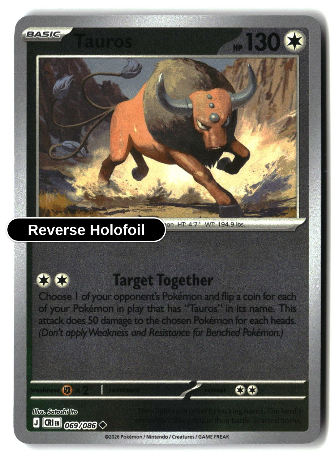 Tauros - 069/086 - [CRI - ME04: Chaos Rising] - Reverse Holofoil