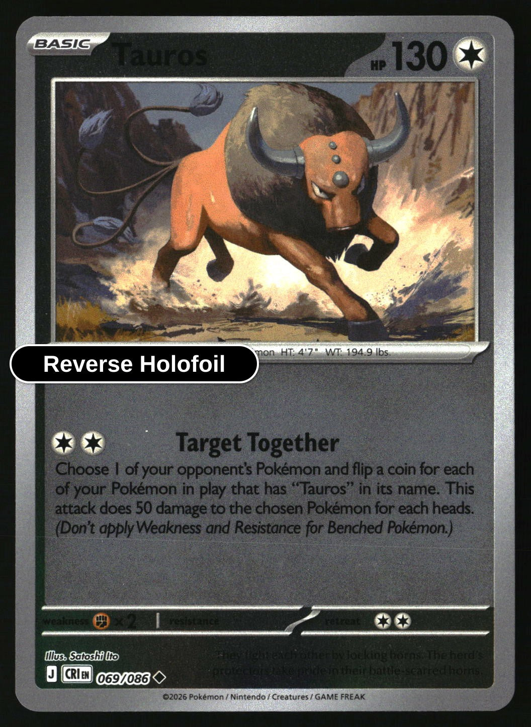Tauros - 069/086 - [CRI - ME04: Chaos Rising] - Reverse Holofoil