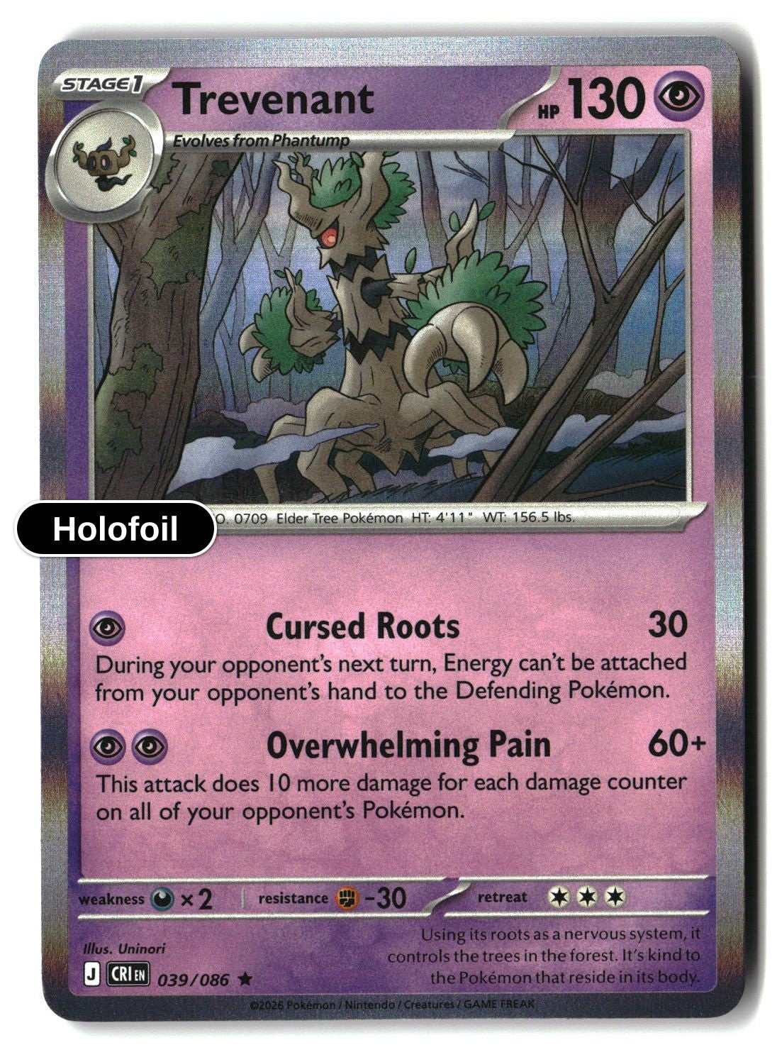 Trevenant - 039/086 - [CRI - ME04: Chaos Rising] - Holofoil
