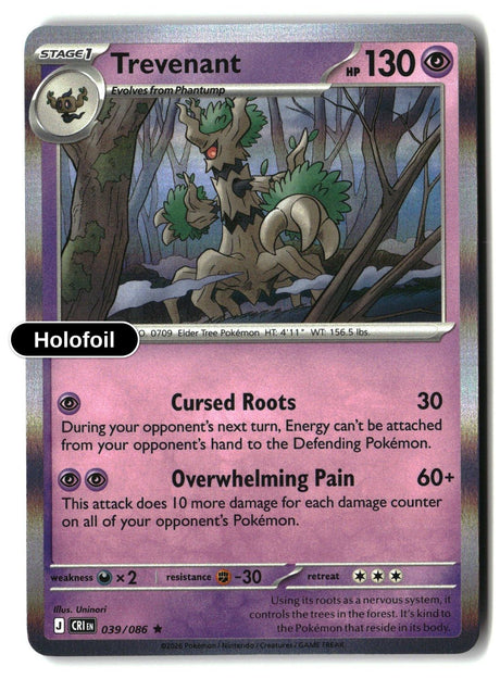 Trevenant - 039/086 - [CRI - ME04: Chaos Rising] - Holofoil