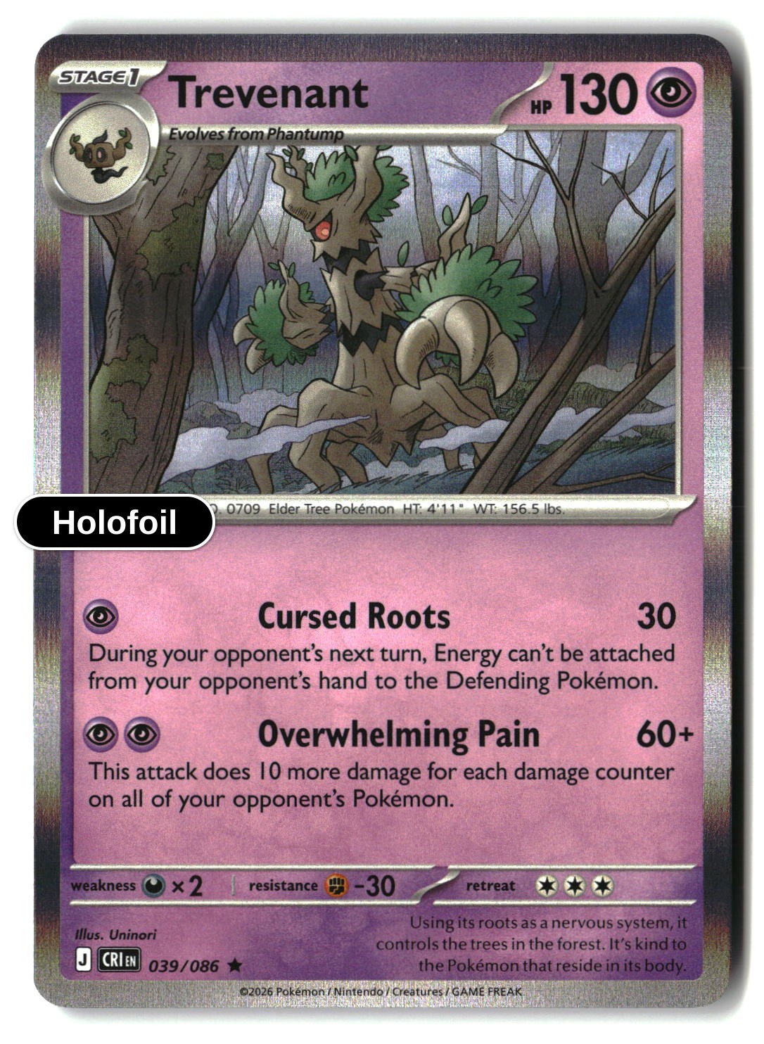 Trevenant - 039/086 - [CRI - ME04: Chaos Rising] - Holofoil