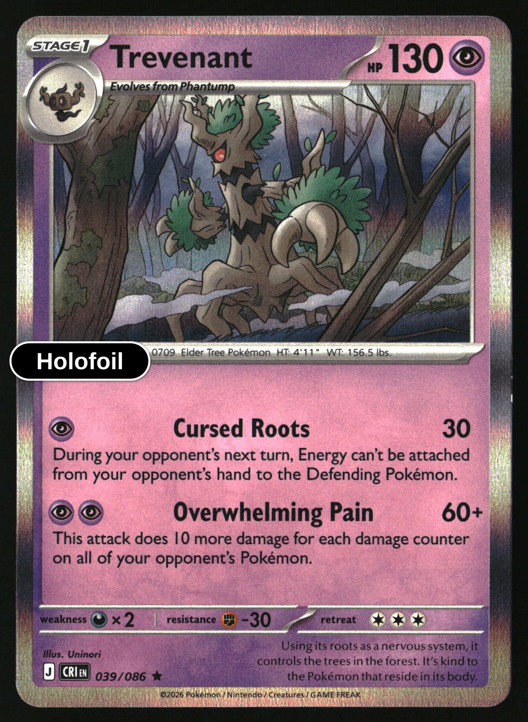 Trevenant - 039/086 - [CRI - ME04: Chaos Rising] - Holofoil