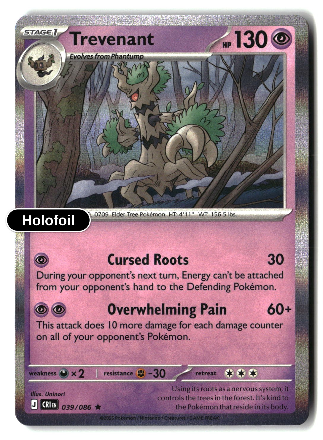 Trevenant - 039/086 - [CRI - ME04: Chaos Rising] - Holofoil