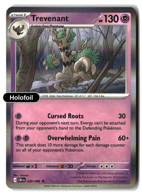 Trevenant - 039/086 - [CRI - ME04: Chaos Rising] - Holofoil