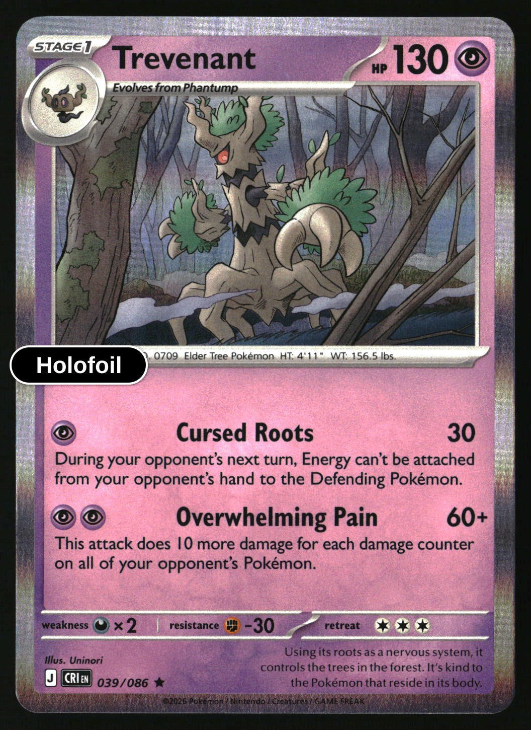 Trevenant - 039/086 - [CRI - ME04: Chaos Rising] - Holofoil