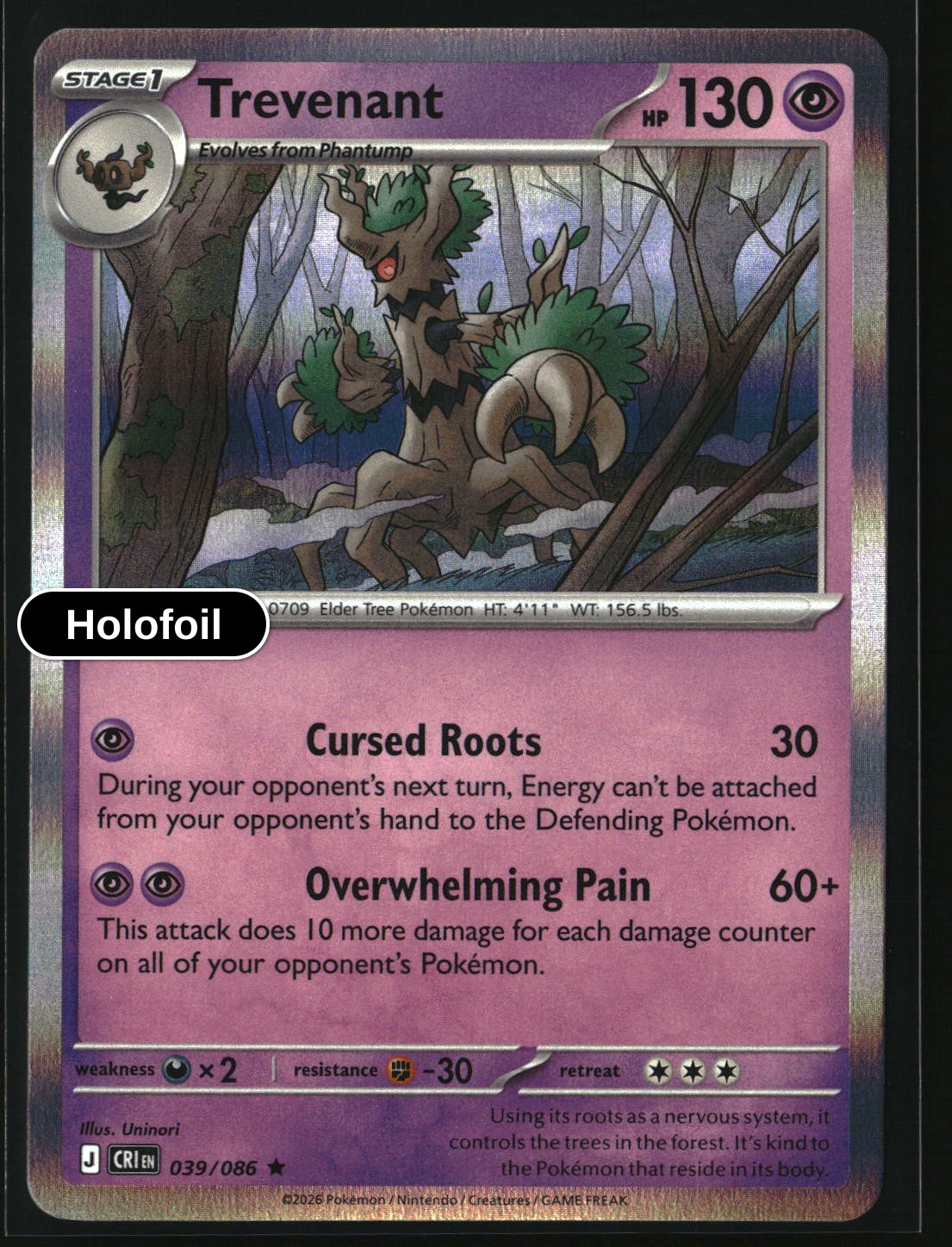 Trevenant - 039/086 - [CRI - ME04: Chaos Rising] - Holofoil