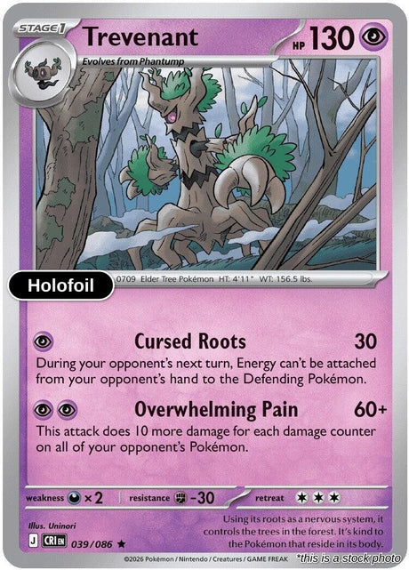 Trevenant - 039/086 - [CRI - ME04: Chaos Rising] - Holofoil