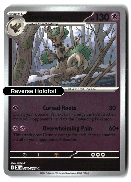 Trevenant - 039/086 - [CRI - ME04: Chaos Rising] - Reverse Holofoil