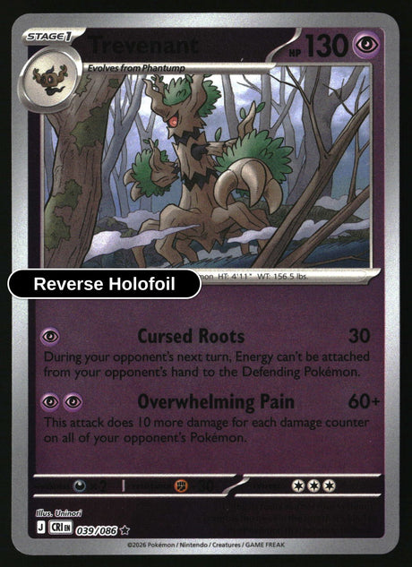 Trevenant - 039/086 - [CRI - ME04: Chaos Rising] - Reverse Holofoil