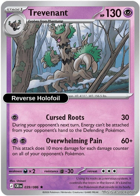 Trevenant - 039/086 - [CRI - ME04: Chaos Rising] - Reverse Holofoil