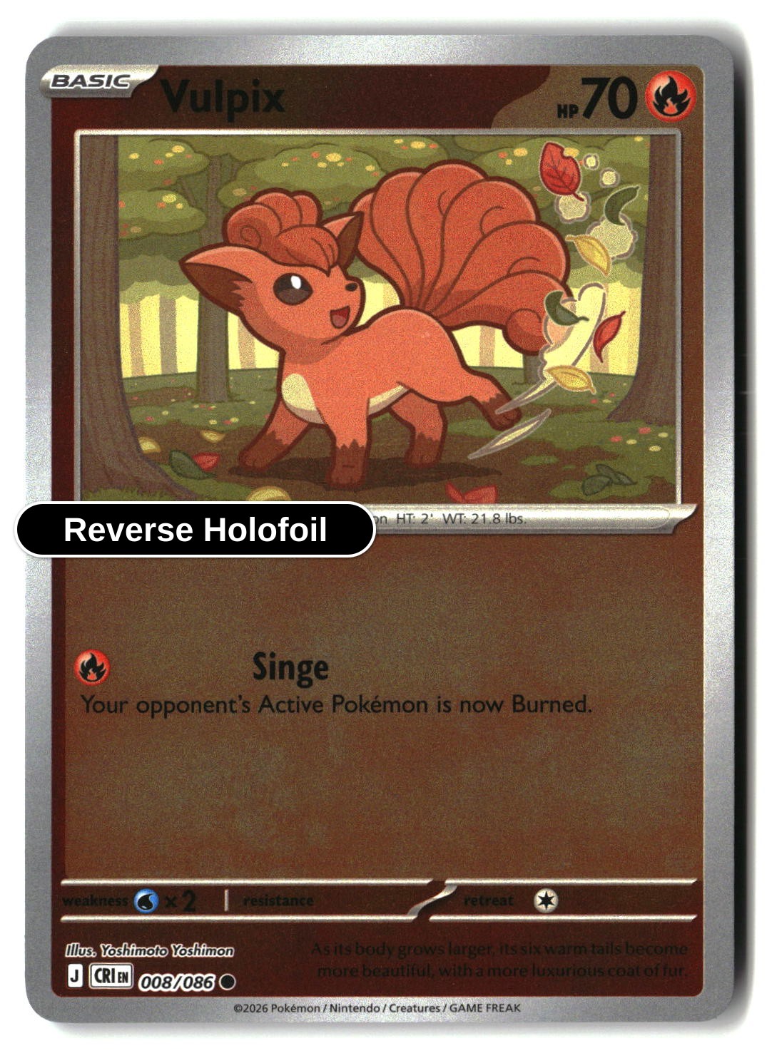 Vulpix - 008/086 - [CRI - ME04: Chaos Rising] - Reverse Holofoil