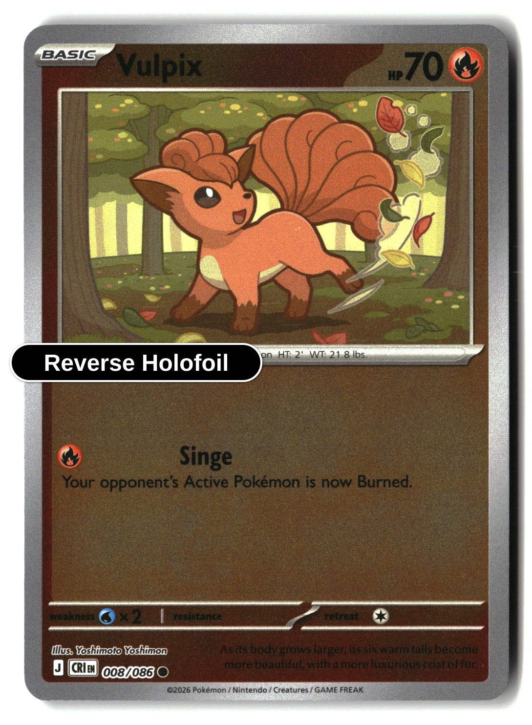 Vulpix - 008/086 - [CRI - ME04: Chaos Rising] - Reverse Holofoil