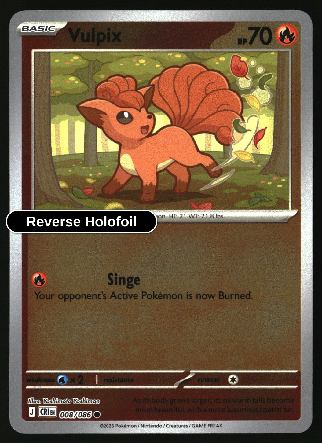 Vulpix - 008/086 - [CRI - ME04: Chaos Rising] - Reverse Holofoil