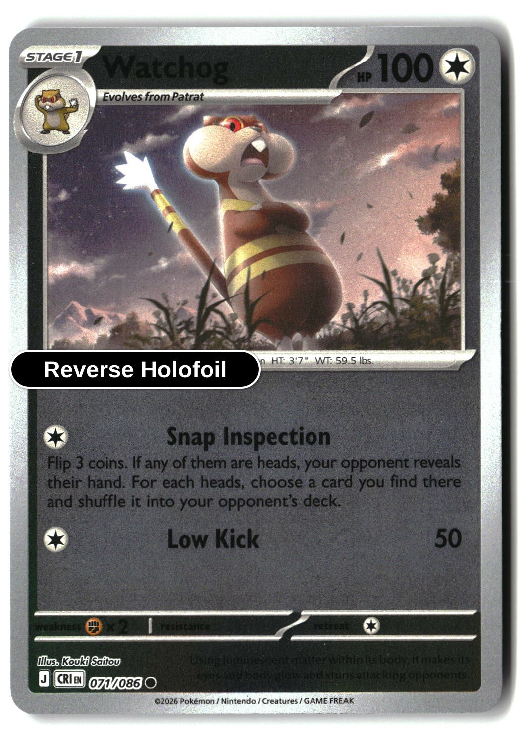 Watchog - 071/086 - [CRI - ME04: Chaos Rising] - Reverse Holofoil