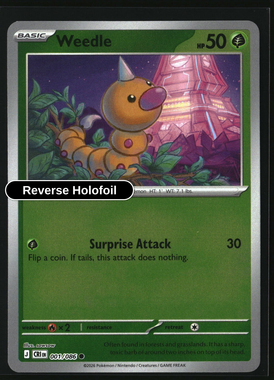 Weedle - 001/086 - [CRI - ME04: Chaos Rising] - Reverse Holofoil