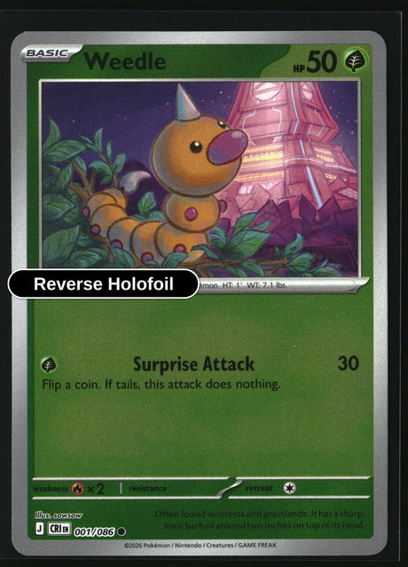 Weedle - 001/086 - [CRI - ME04: Chaos Rising] - Reverse Holofoil