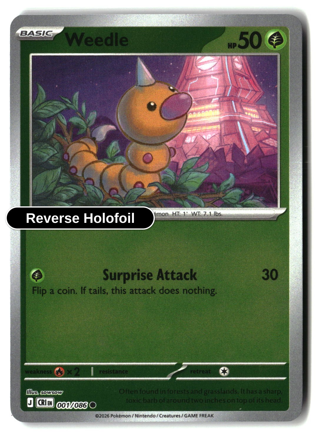 Weedle - 001/086 - [CRI - ME04: Chaos Rising] - Reverse Holofoil