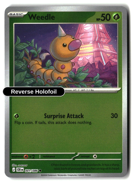 Weedle - 001/086 - [CRI - ME04: Chaos Rising] - Reverse Holofoil