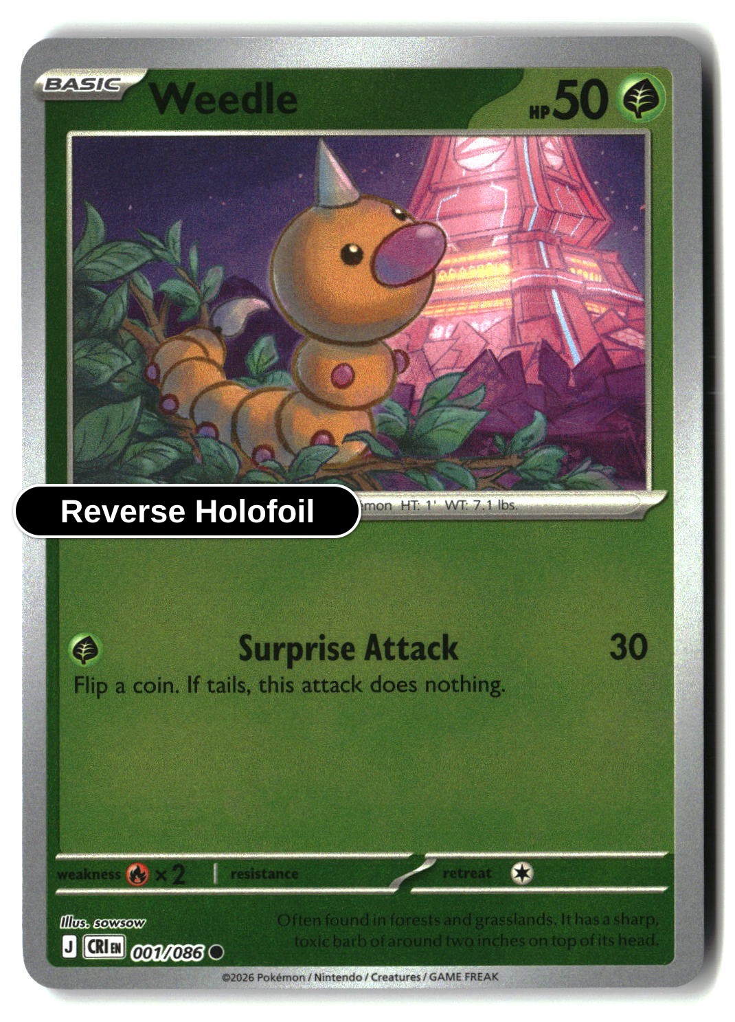 Weedle - 001/086 - [CRI - ME04: Chaos Rising] - Reverse Holofoil