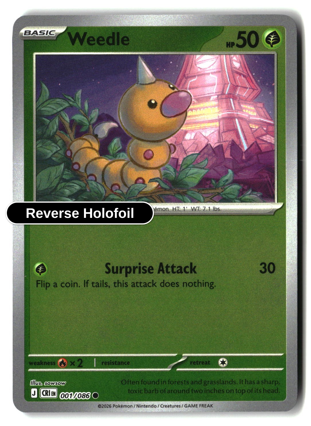 Weedle - 001/086 - [CRI - ME04: Chaos Rising] - Reverse Holofoil