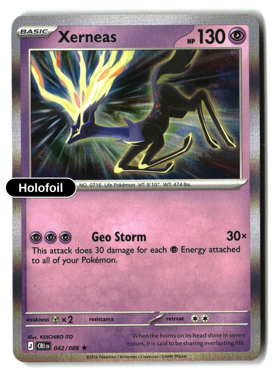 Xerneas - 042/086 - [CRI - ME04: Chaos Rising] - Holofoil