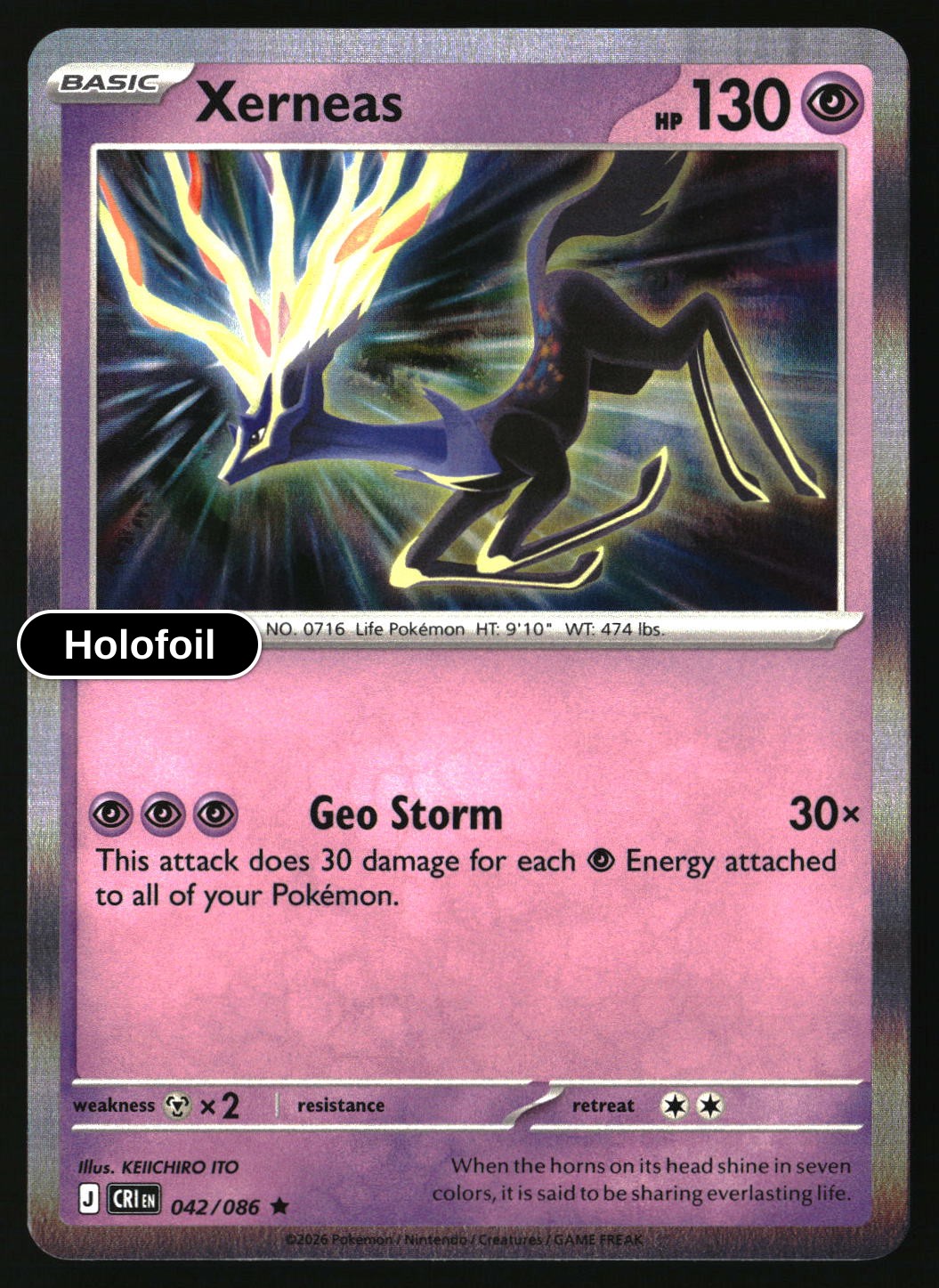 Xerneas - 042/086 - [CRI - ME04: Chaos Rising] - Holofoil