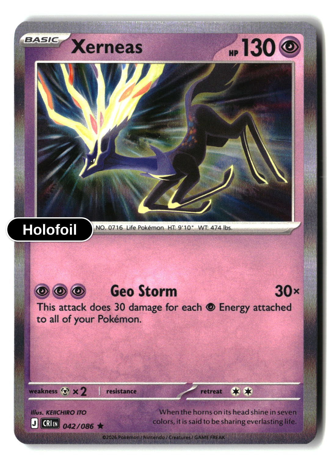 Xerneas - 042/086 - [CRI - ME04: Chaos Rising] - Holofoil