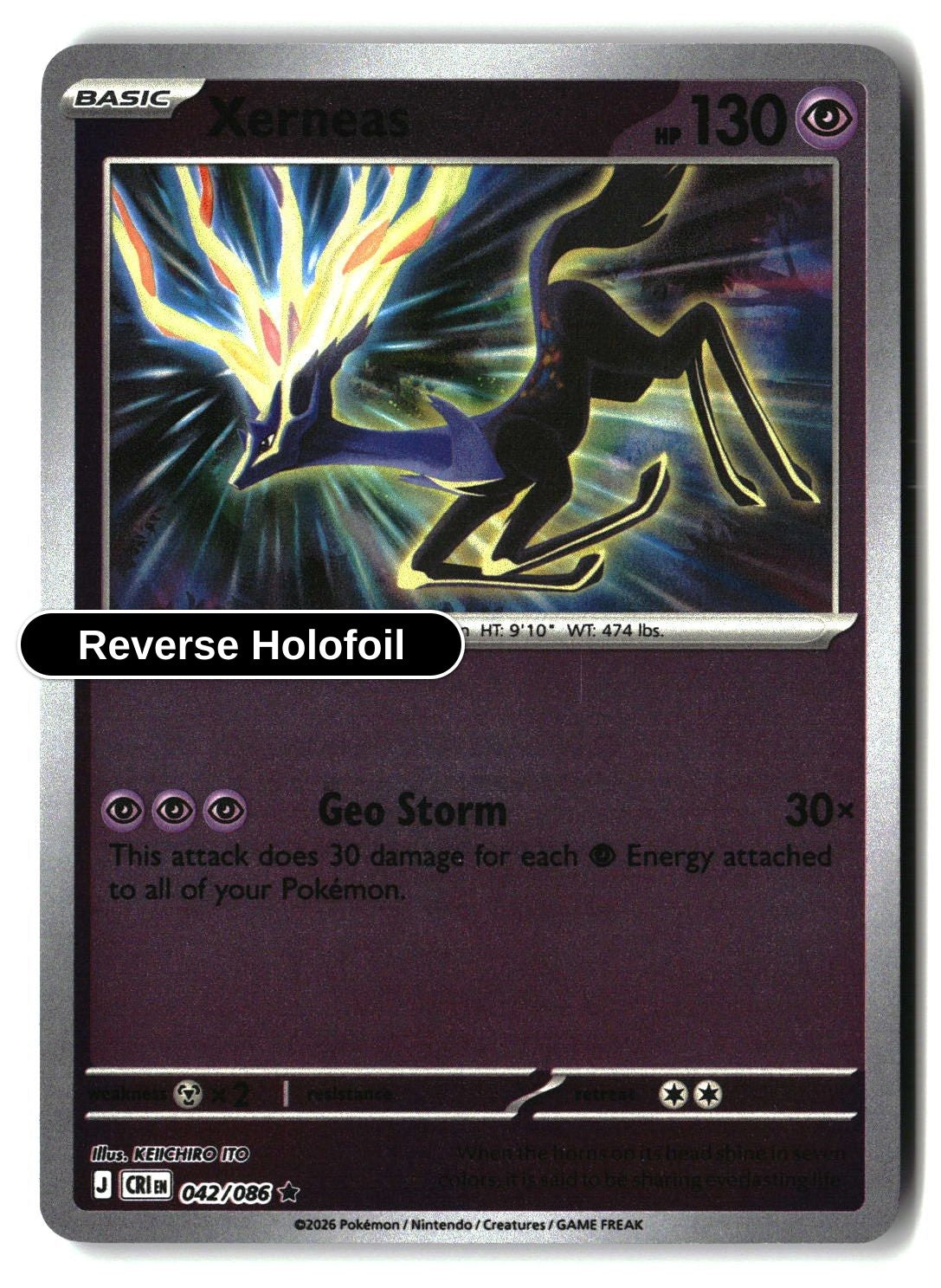 Xerneas - 042/086 - [CRI - ME04: Chaos Rising] - Reverse Holofoil