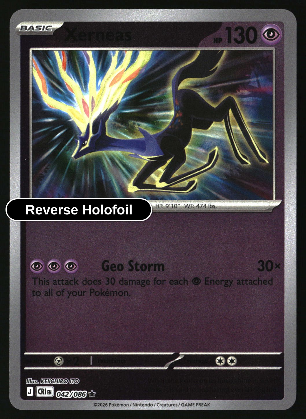 Xerneas - 042/086 - [CRI - ME04: Chaos Rising] - Reverse Holofoil