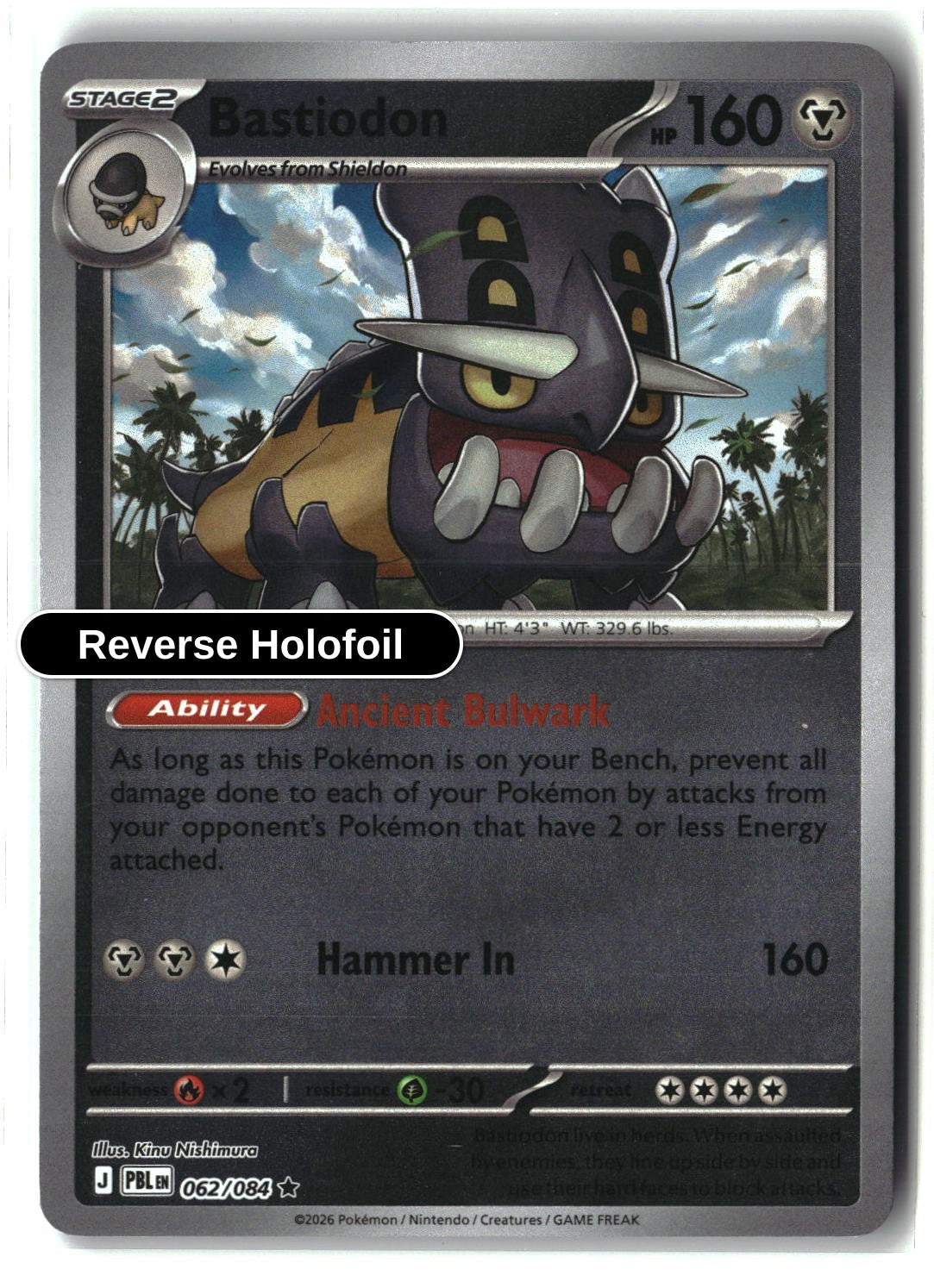 Bastiodon - 062/084 - [PBL - ME05: Pitch Black] - Reverse Holofoil