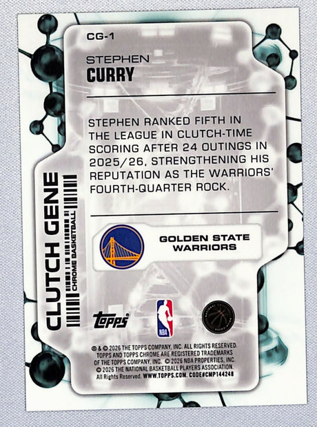 Stephen Curry 2025-26 Topps Chrome Update Clutch Gene Orange Refractor /25 #CG-1