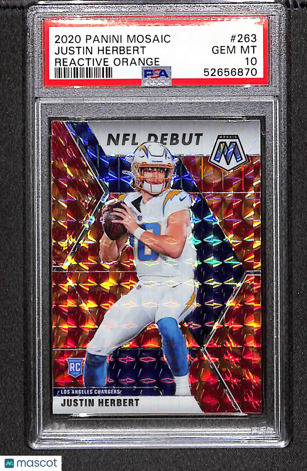 Justin Herbert 2020 Panini Mosaic Reactive Orange #263 PSA 10