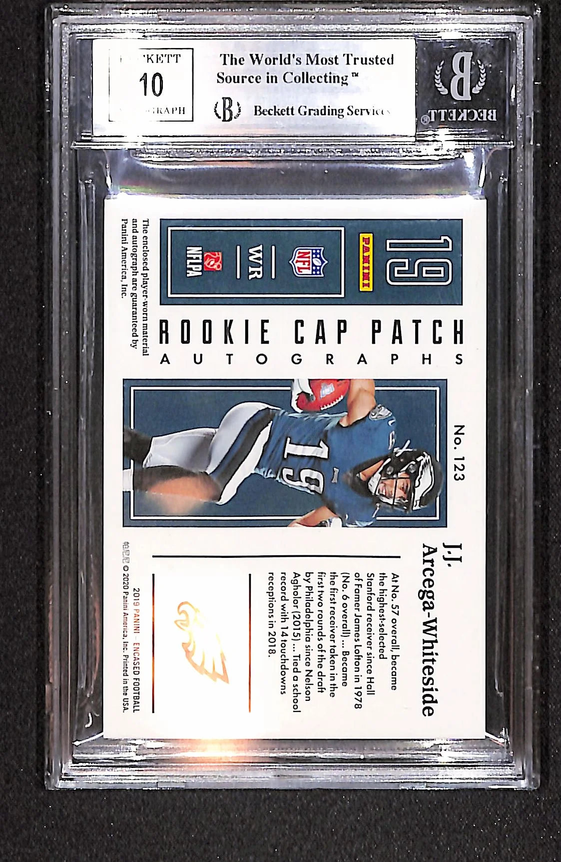 JJ Arcega-Whiteside HAT 2019 Panini Encased #123 /50 BGS 9