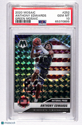Anthony Edwards 2020 Panini Mosaic Green Mosaic #252 PSA 10