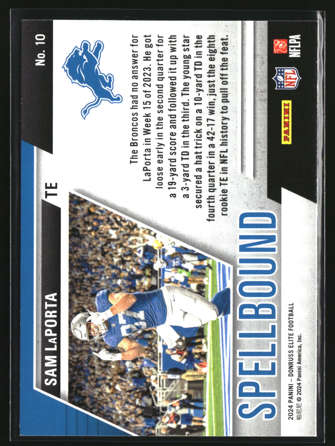 Sam LaPorta 2024 Donruss Elite Spellbound Green #5-11