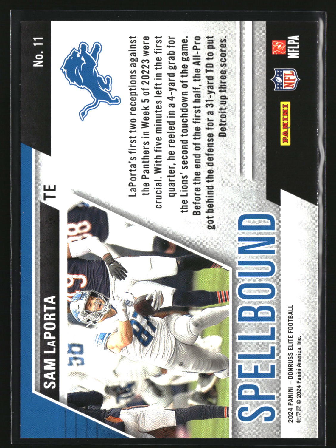 Sam LaPorta 2024 Donruss Elite Spellbound Green #5-11