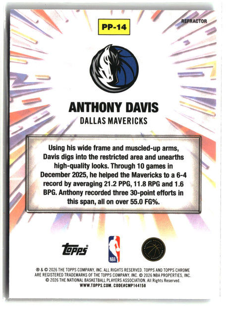 Anthony Davis 2025-26 Topps Chrome Update Power Players Refractor #PP-14