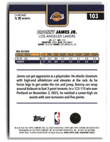 Bronny James Jr. 2025-26 Topps Chrome Update Blue Refractor #103 #/150