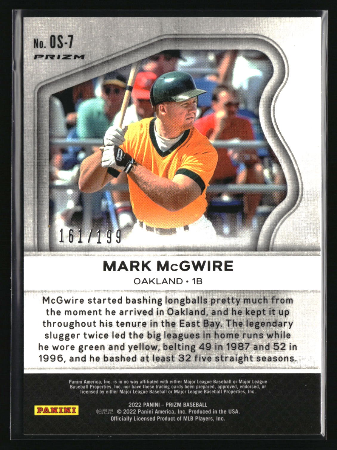 Mark McGwire 2022 Panini Prizm Old School Blue Mojo Prizm #OS-7 #/199