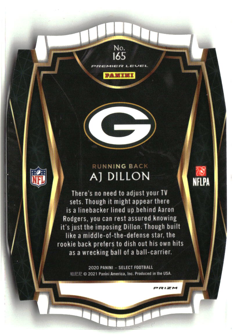 AJ Dillon 2020 Panini Select Red Prizm Die Cut #165