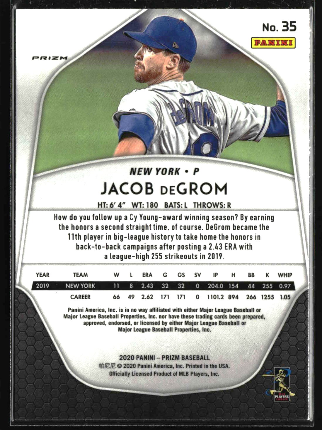 Jacob deGrom 2020 Panini Prizm Cosmic Haze Prizm #35
