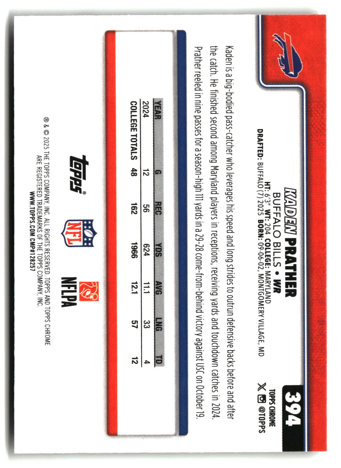 Kaden Prather 2025 Topps Chrome #394