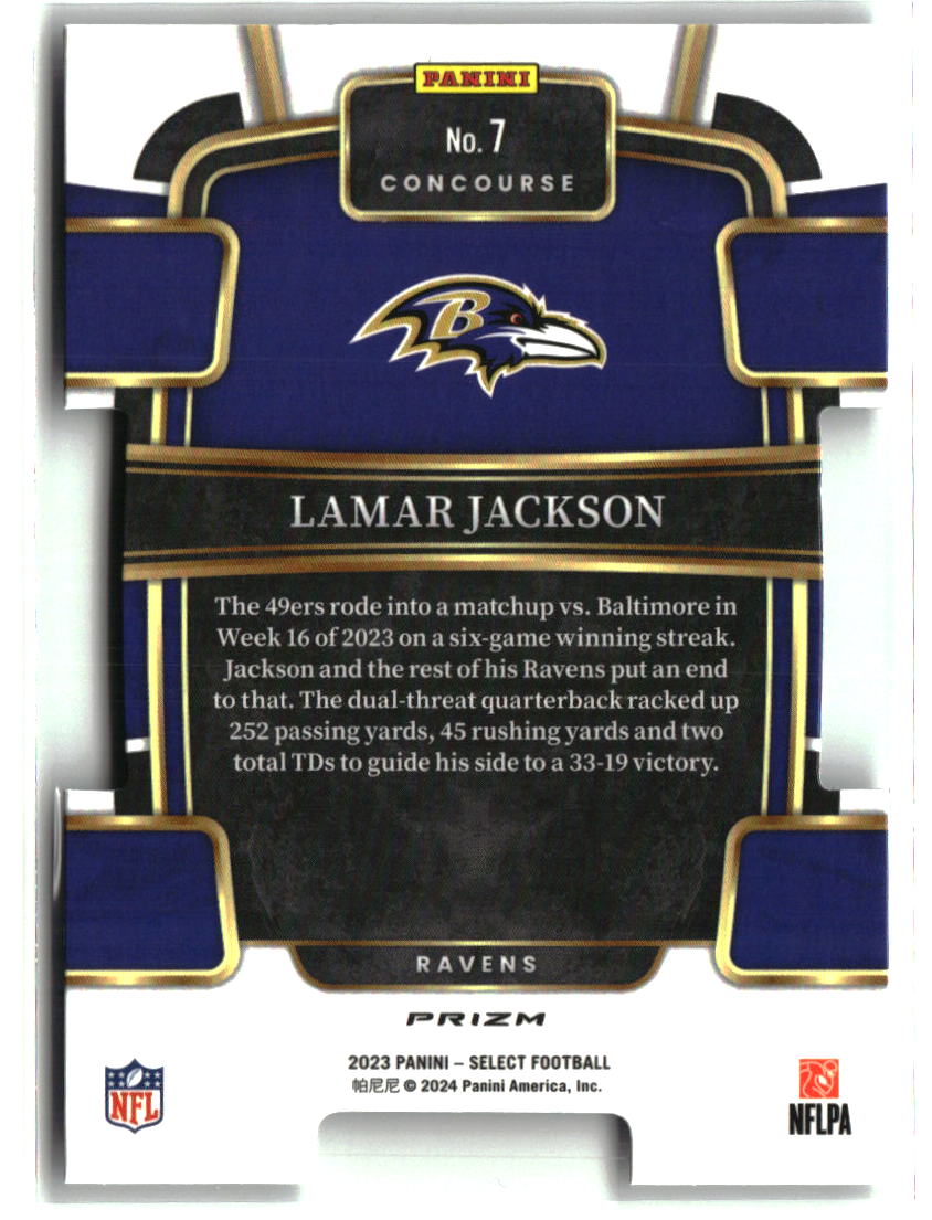 Lamar Jackson 2023 Panini Select Silver Prizms Die Cuts #7