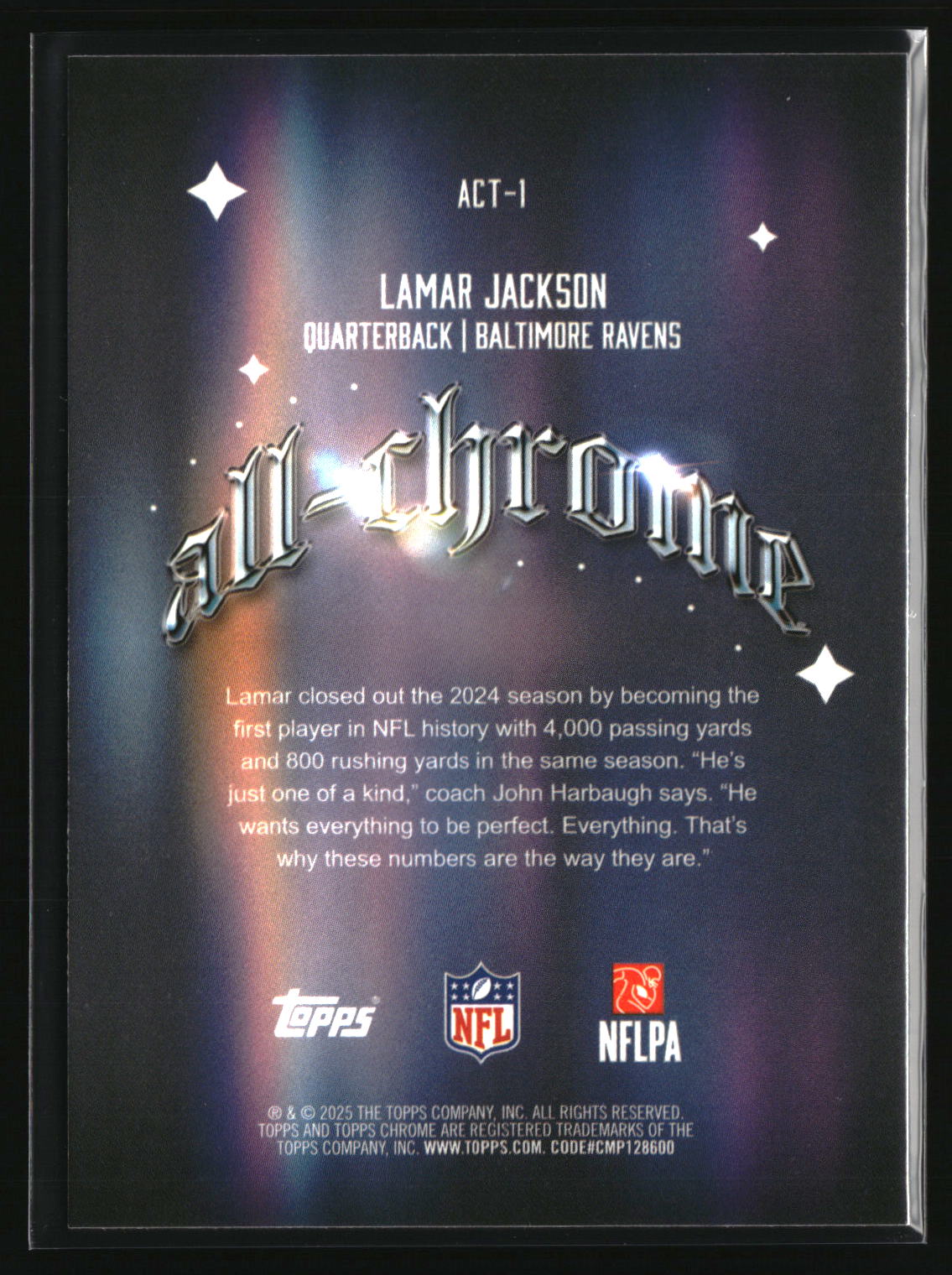 Lamar Jackson 2025 Topps Chrome All Chrome Team #ACT-1