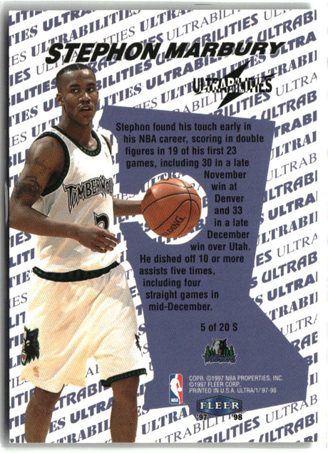 Stephon Marbury 1997-98 Ultra Ultrabilities Starter #5 S
