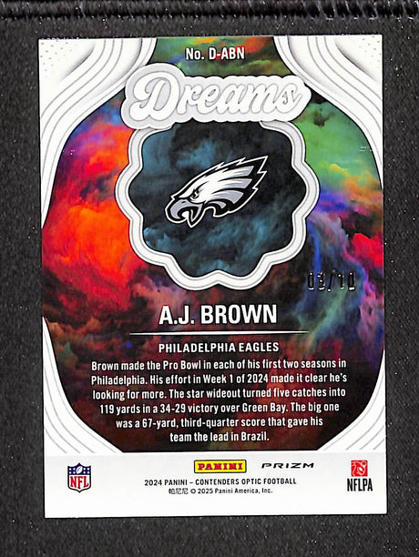 A.J. Brown 2024 Panini Contenders Optic Dreams Gold #D-ABN #/10