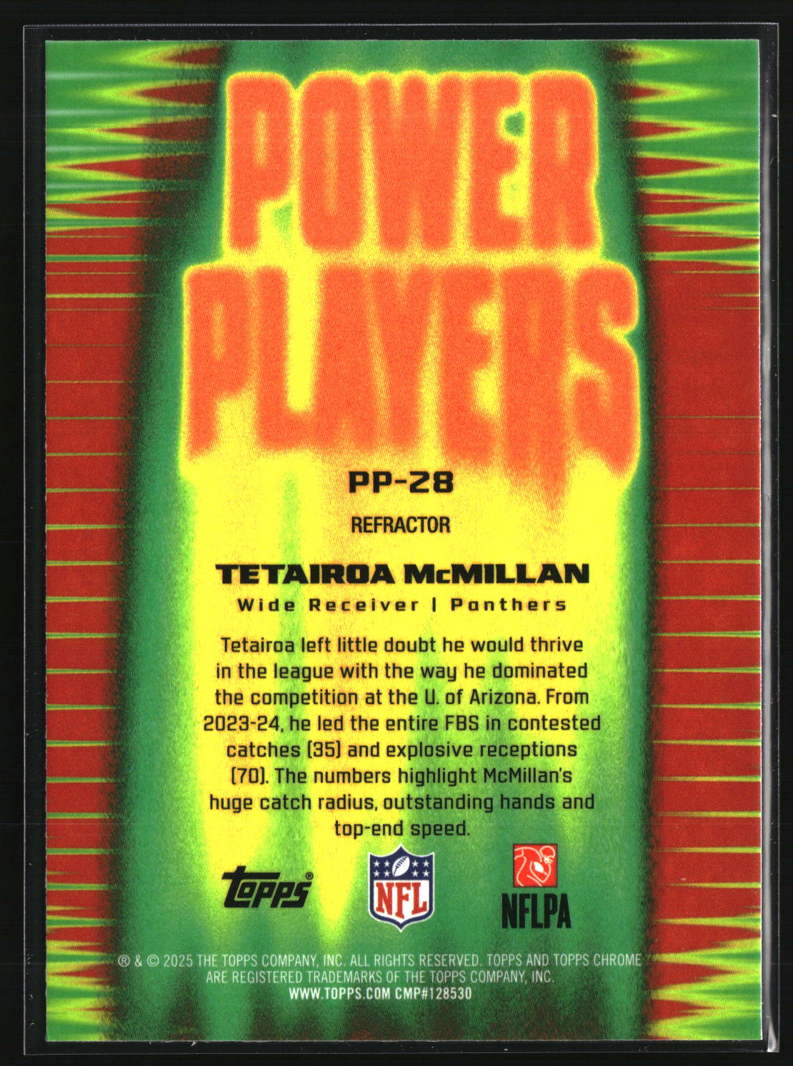 Tetairoa McMillan 2025 Topps Chrome Power Players Refractor #PP-28