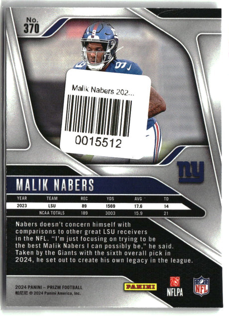 Malik Nabers 2024 Panini Prizm #370