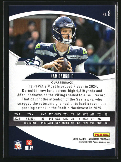 Sam Darnold 2025 Panini Absolute Blue Diamonds #8 #/425