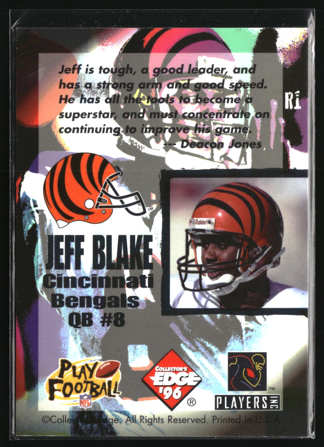 Jeff Blake 1996 Collector's Edge Ripped #R1